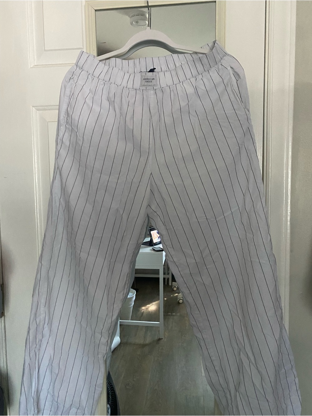 American Eagle Outfitters White Pinstripe Pajama Pants